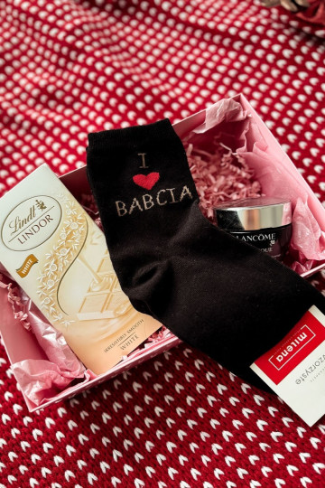 Dames sokken met de tekst "I Love Babcia" zwart