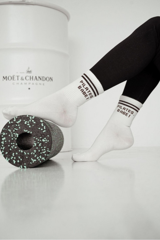 Sokken Damesbruine kleurm Oppisem PILATES, BABE! ivoor