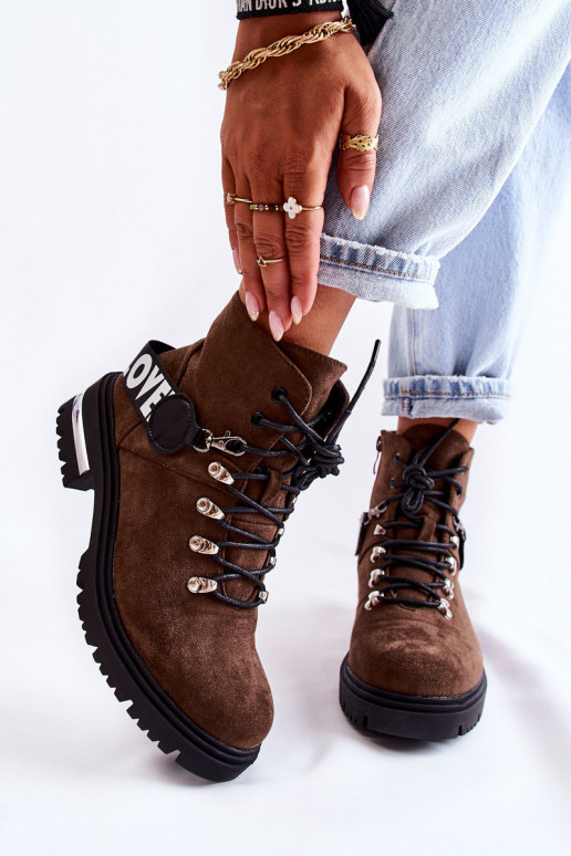 van suède opInarmen Laarzen met riemen donker bruin Aurelio