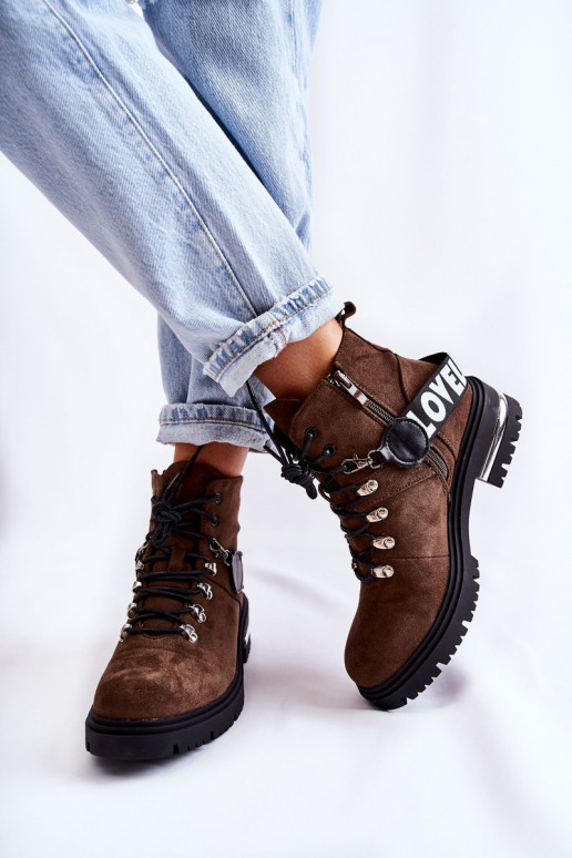 van suède opInarmen Laarzen met riemen donker bruin Aurelio