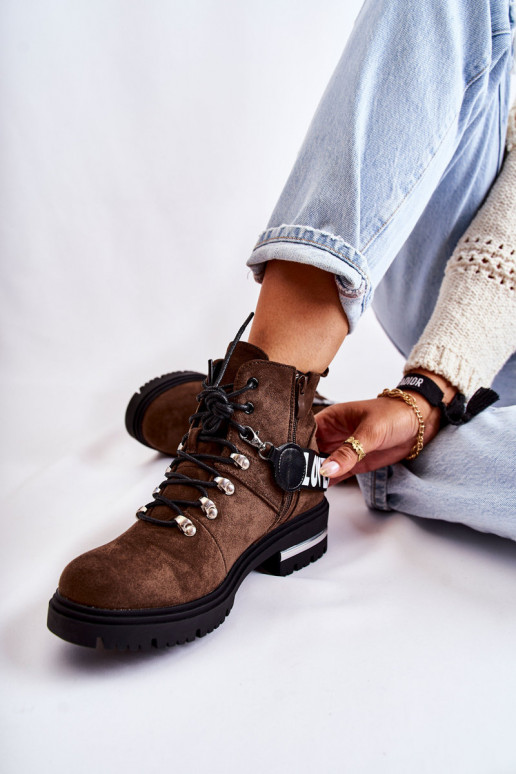 van suède opInarmen Laarzen met riemen donker bruin Aurelio