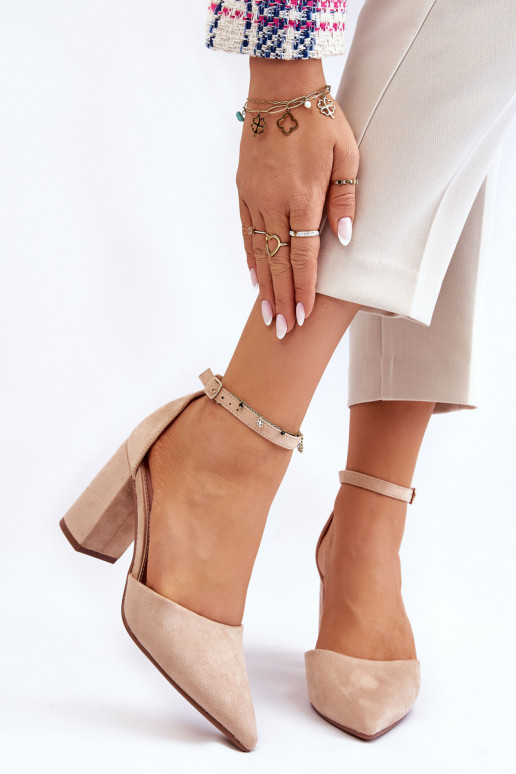 Suede schoenen met hakken beige Lexie