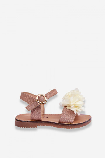In de mode Sandalen voor kinderen met bloemen beige-gouden kleur Poly 2