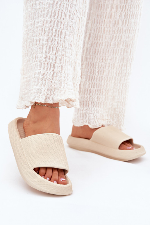 Dames LichtgeInicht teenslippers van schuim Op dikke zool beige Querceria