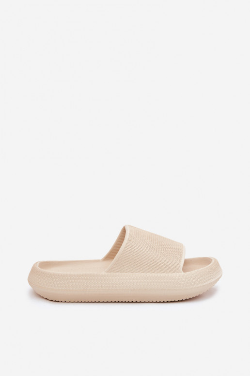 Dames LichtgeInicht teenslippers van schuim Op dikke zool beige Querceria