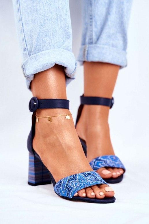 Damessandalen van echt leer donkerblauIn 04235-17/00-5