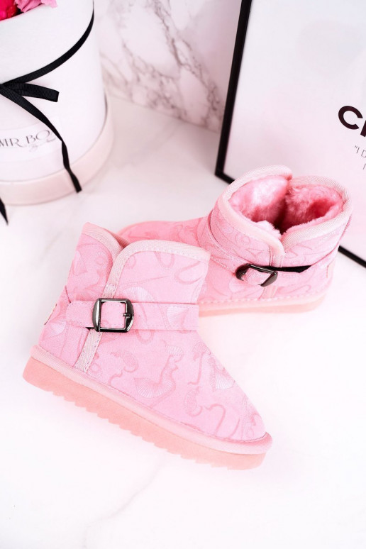 SnoInboots voor kinderen met bont roze Koffiei