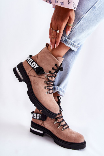 van suède opInarmen Laarzen met riemen bruine kleur Aurelio