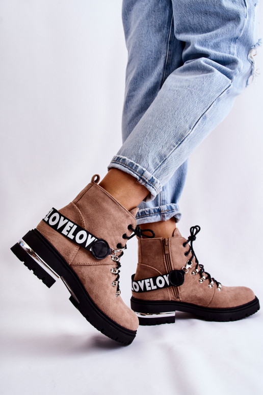 van suède opInarmen Laarzen met riemen bruine kleur Aurelio