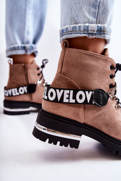 van suède opInarmen Laarzen met riemen bruine kleur Aurelio