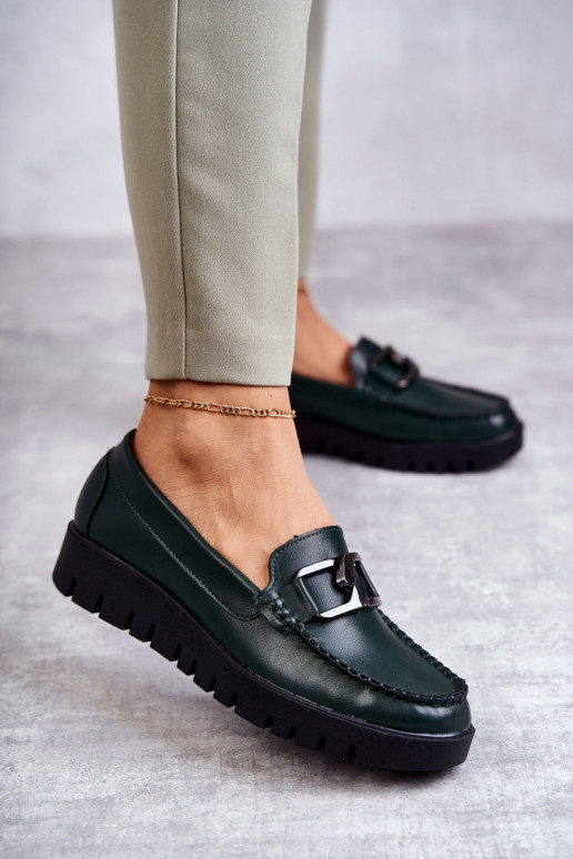 met lakeffect schoenen Loafers met platform groene kleur Kjersti