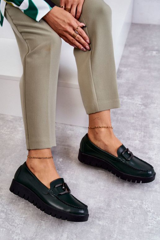 met lakeffect schoenen Loafers met platform groene kleur Kjersti