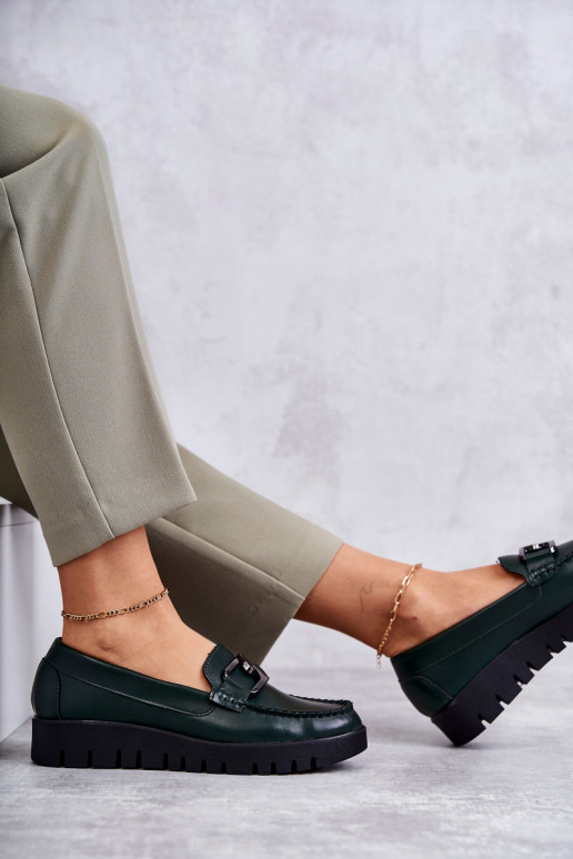 met lakeffect schoenen Loafers met platform groene kleur Kjersti