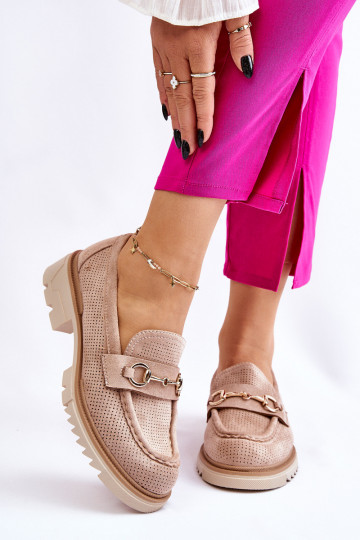 Het klassieke model Dames schoenen Mocassins beige Kolton 2