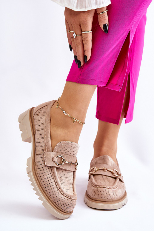 Het klassieke model Dames schoenen Mocassins beige Kolton