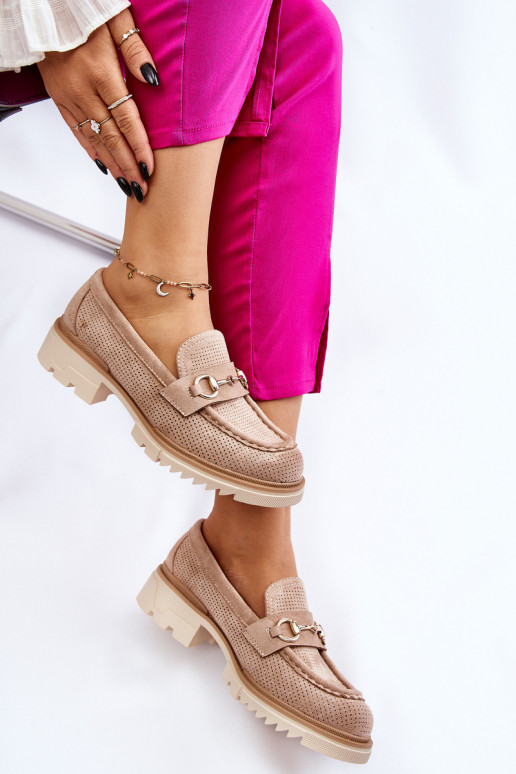 Het klassieke model Dames schoenen Mocassins beige Kolton