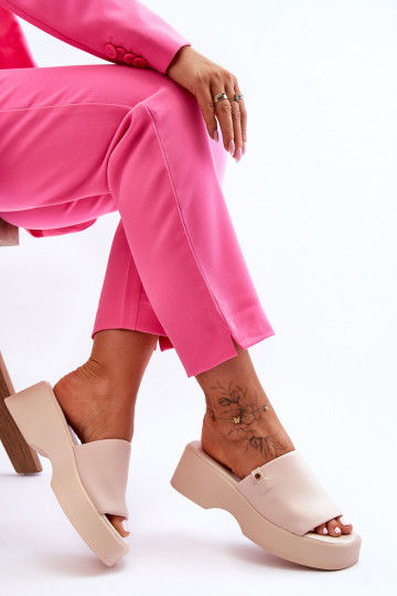 Dames Slippers met platform beige Carmela 2