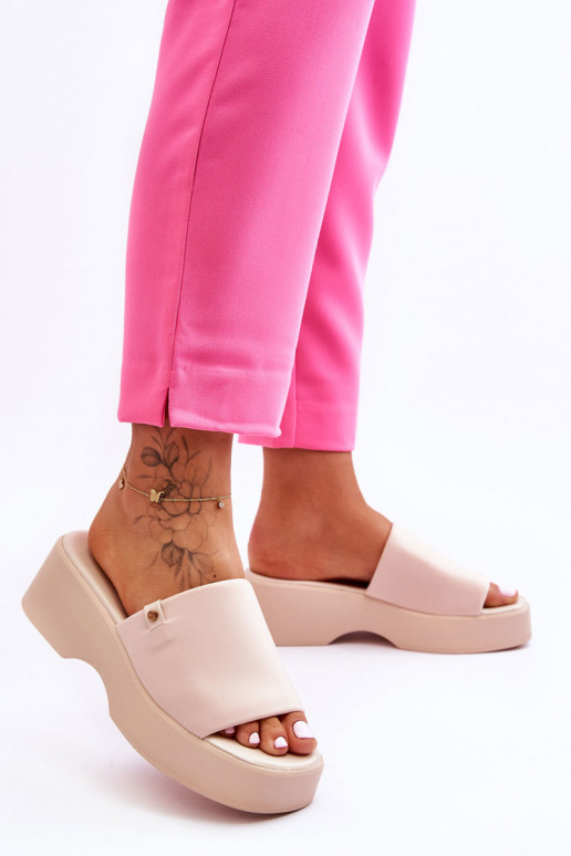 Dames Slippers met platform beige Carmela