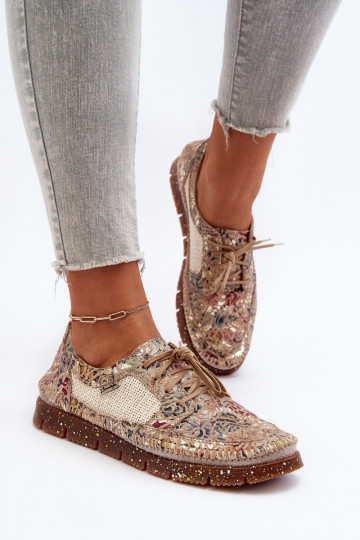 Met patroon schoenen Dames Het heeftciejka 06347-04 beige