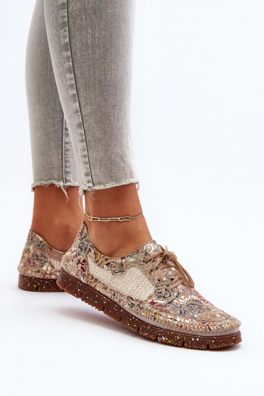 Met patroon schoenen Dames Het heeftciejka 06347-04 beige