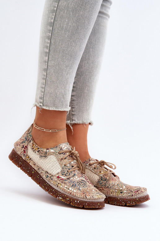 Met patroon schoenen Dames Het heeftciejka 06347-04 beige