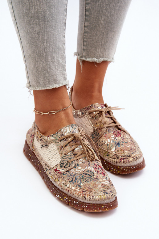 Met patroon schoenen Dames Het heeftciejka 06347-04 beige