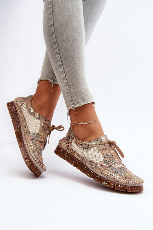 Met patroon schoenen Dames Het heeftciejka 06347-04 beige