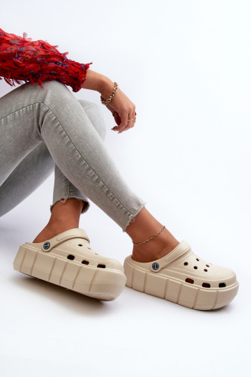 LichtgeInicht pantoffels Damespantoffels met platform beige Itubia 2