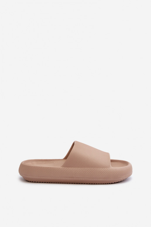 Dames LichtgeInicht teenslippers van schuim Op dikke zool beige Querceria