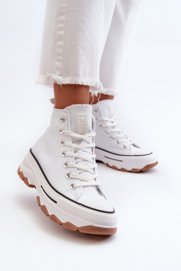 Vrouwen casual laarzen met platform witte kleur Valvia