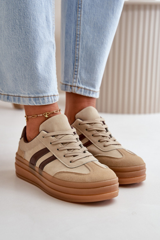 Sneakers model schoenen Dames met platform bruine kleur Nesonice