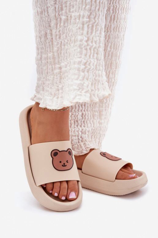 Damesschuimslippers Met Beer beige Lalon