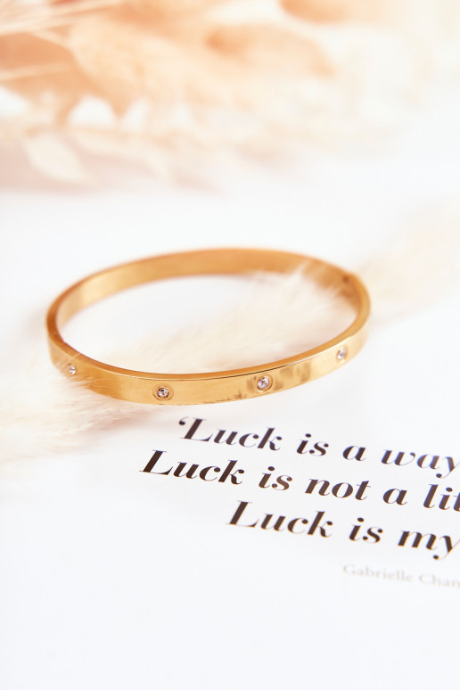 Stalen armband met zirkonium gaten gouden kleur Lauren