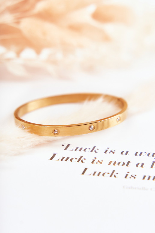 Stalen armband met zirkonium gaten gouden kleur Lauren