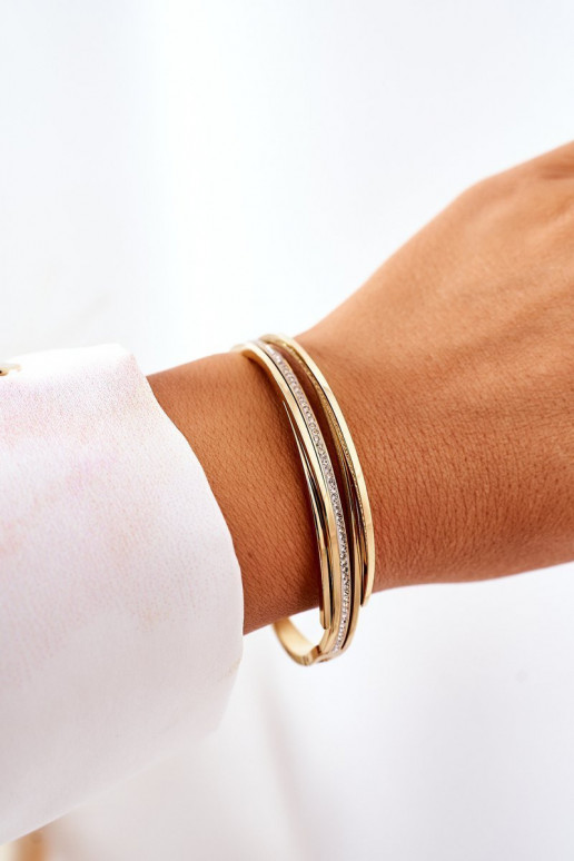 Stalen armband met sprankelende gaten gouden kleur