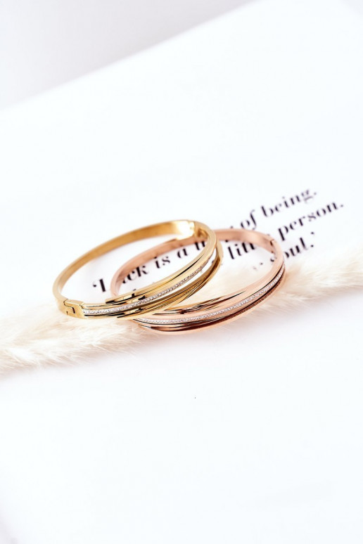 Stalen armband met sprankelende gaten gouden kleur