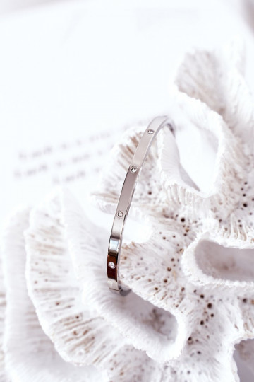 Stalen armband met sprankelende gaten zilvere kleur