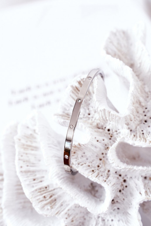 Stalen armband met sprankelende gaten zilvere kleur