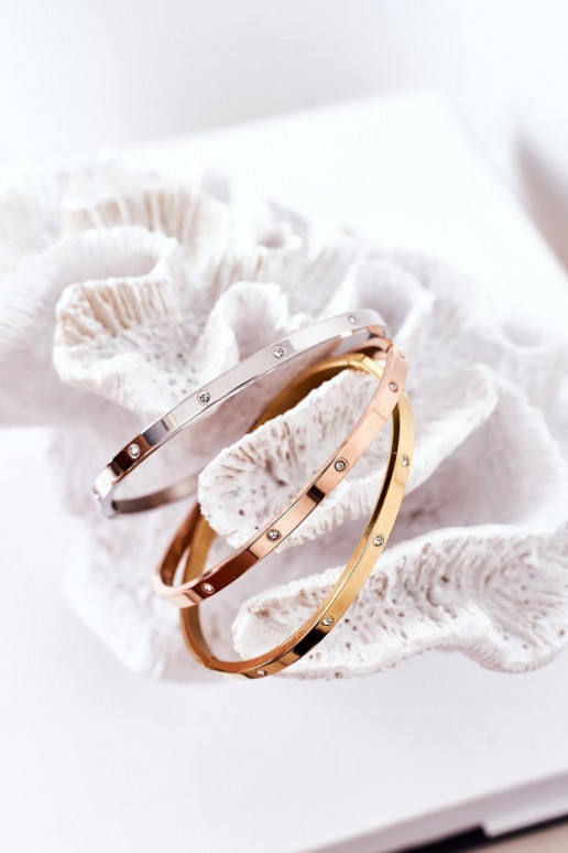 Stalen armband met sprankelende gaten zilvere kleur