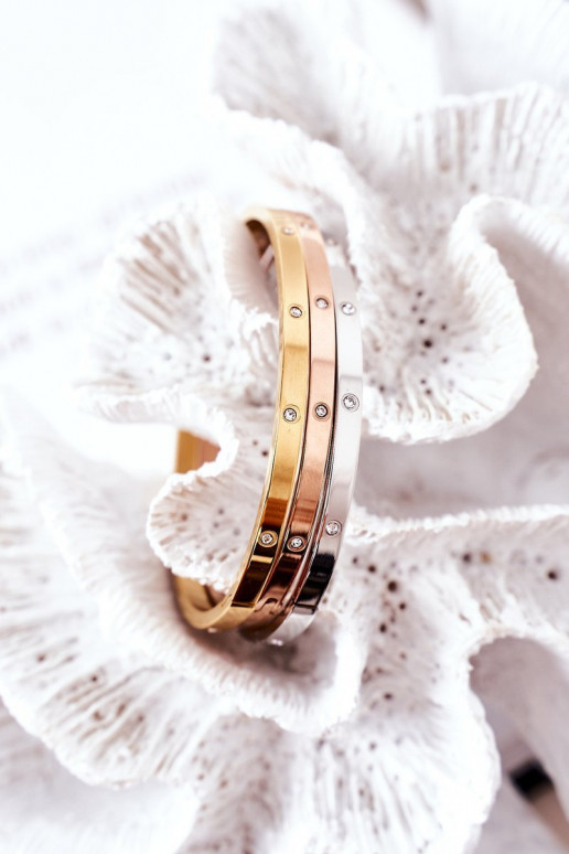 Stalen armband met sprankelende gaten zilvere kleur