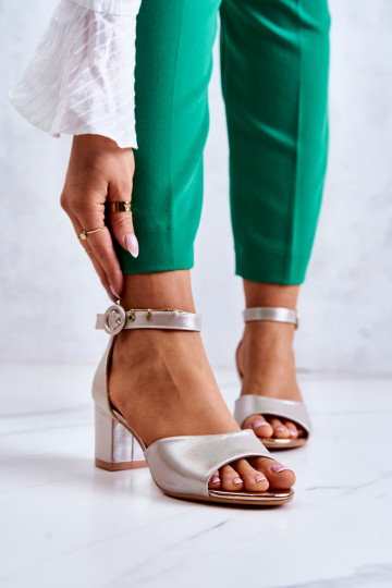 Leer Sandalen met hoge hak Vinceza 20100 gouden kleur