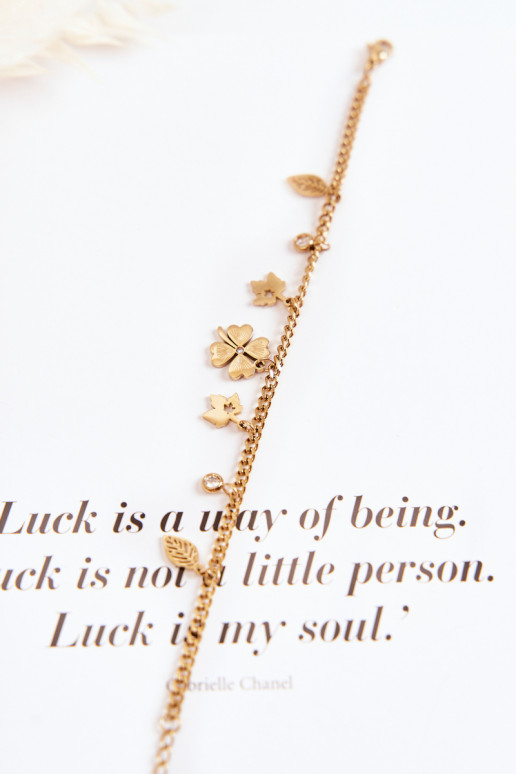 In de mode Armband Met Klaver En Bladeren gouden kleur