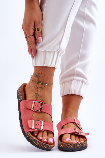 Damesslip-on-slippers Op een kurkzool roze Cortina