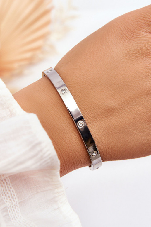 Stalen armband met sprankelende gaten zilvere kleur Lauren