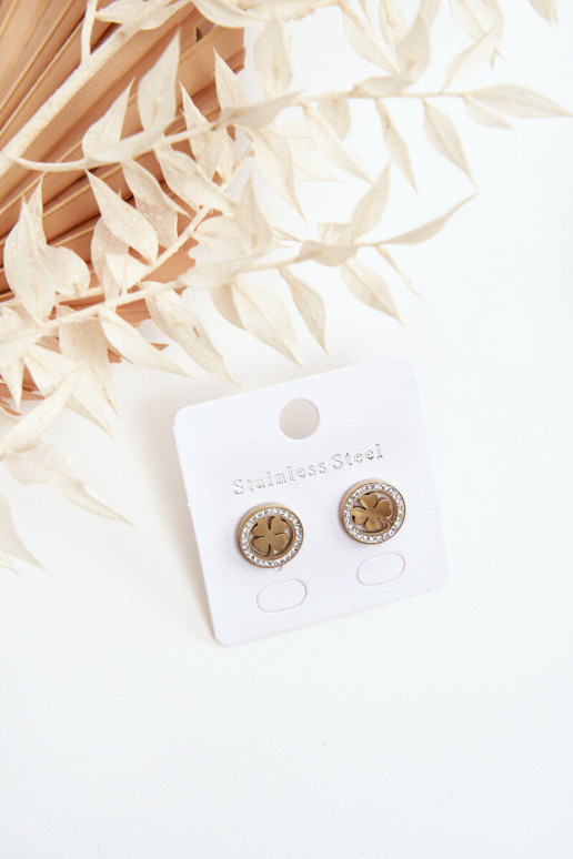 Roestvrij stalen klaver oorbellen gouden kleur