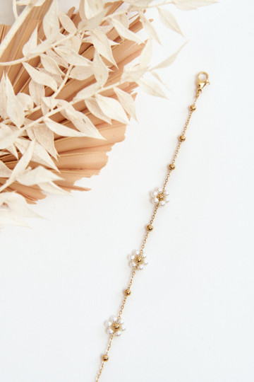 In de mode Armband Met INitte Bloemen gouden kleur 2