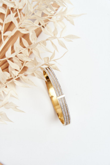 Armband uit roestvrij staal met sprankelende gaten gouden kleur 2