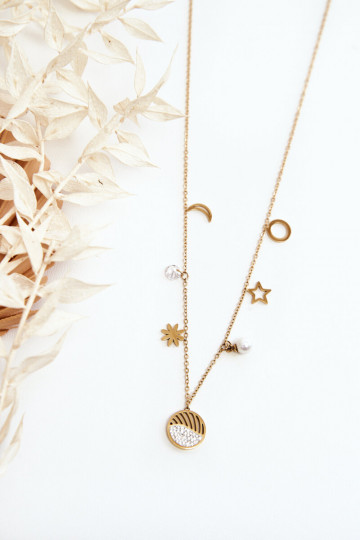Dames ketting Met Modieuze Hangers gouden kleur