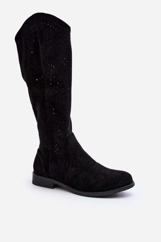 S.Barski HY66-150 met elementen van opengeInerkt laarzen met brede hakken zInart