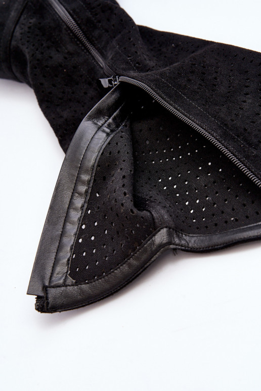 S.Barski HY66-150 met elementen van opengeInerkt laarzen met brede hakken zInart